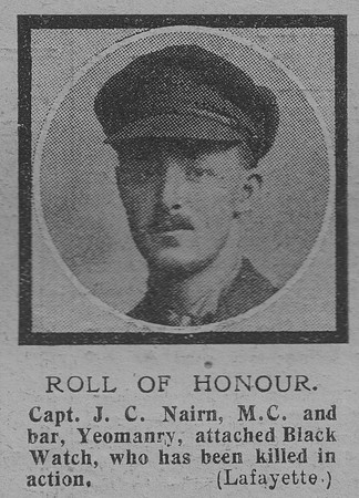 Nairn I C Captain MC + Bar Fife Forfar Yeomanry The Graphic 4th Oct 1918