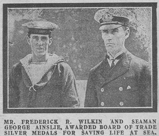 Ainslie G Seaman Board Of Trade Silver Medal HMT Cape Transport RNR The Graphic 2th July 1918