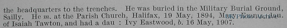 Burnham C R Pte 1791 4th West Riding Regiment Obituary Part 2 De Ruvignys Roll Of Honour Vol 1