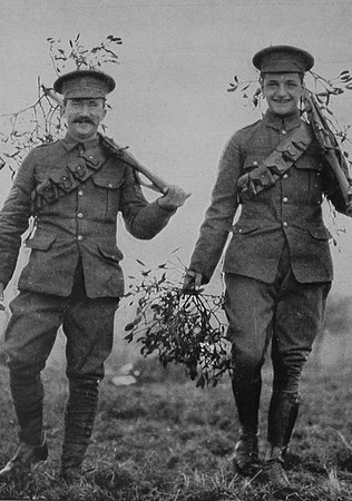 British Soldiers Bringing In The Mistletoe Christmas 1914