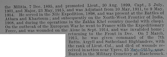 Carden D A Major 2nd Seaforth Highlanders Obituary Part 2 De Ruvignys Roll Of Honour Vol 1