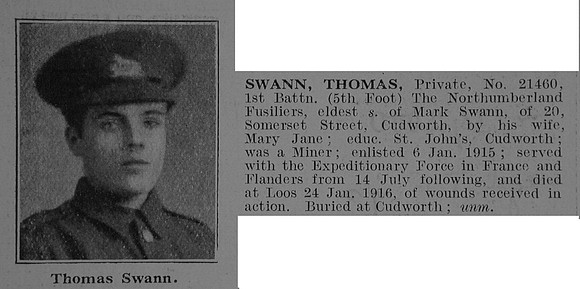 Swann T Pte 1st Northumberland Fusiliers Obit De Ruvignys Roll Of Honour Vol 3