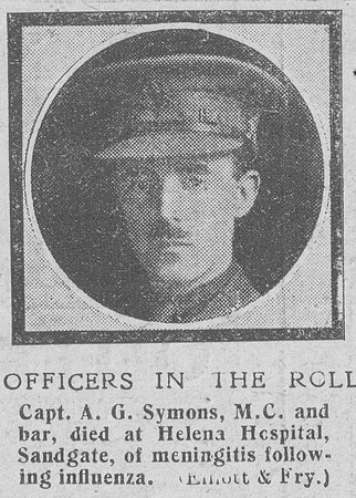 Symons A G Captain MC 21st Middlesex Regiment The Graphic 30th Oct 1918