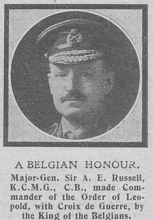 Russell A E Major Gen Sir KCMG CB General Staff The Graphic 21st Oct 1918