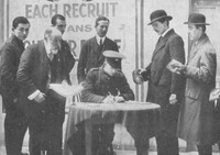 Men In The Derby Recruiting Campaign Exchanging Their Armlets for full Uniforms