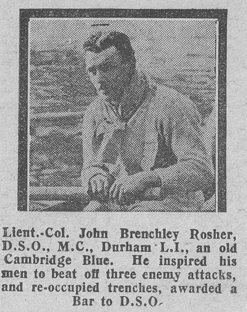 Rosher J B Lt Col DSO+Bar MC Durham Light Infantry The Graphic 18th July 1918