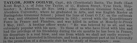 Taylor J O Captain 4th East Kent Regiment Obit De Ruvignys Roll Of Honour Vol 4