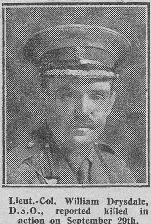 Drysdale W Lt Col DSO Royal Scots The Graphic 7th Oct 1916