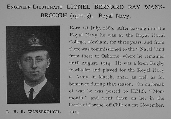 Wansbrough L B R Eng Lt HMS Monmouth Obit Dulwich College Roll Of Honour
