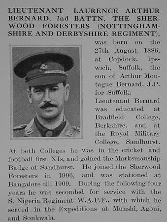 Bernard L A Lt 2nd Notts And Derby Regiment Obit Part 1 The Bond Of Sacifice Vol 1