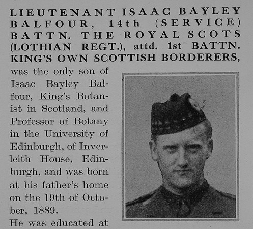 Balfour I B Lt 14th Royal Scots Attd 1st KOSB Obit Part 1 The Bond Of Sacrifice Vol 2