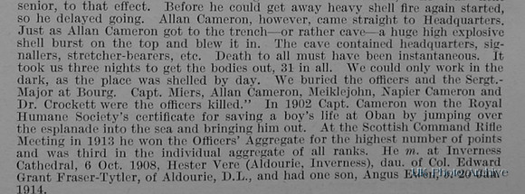 Cameron A G Captain 1st Cameron Highlanders Obituary Part 2 De Ruvignys Roll Of Honour Vol 1