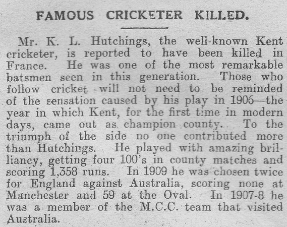 Hutchings K Lt 12th Kings Liverpool Regiment Obit The Graphic 11th Sep 1916