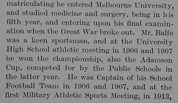 Balfe J R Lt 6th Australian Infantry Obit Part 2 The Bond Of Sacrifice Vol 2