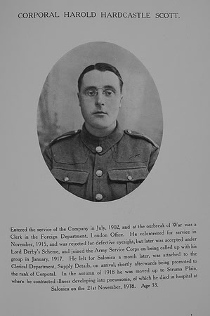 Scott H H Cpl S-255944 Army Service Corps Northern Assurance Co War Record