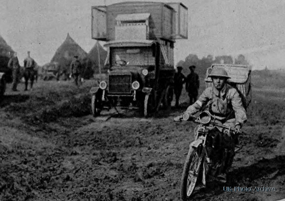 A Motor Cycist Taking Pigeons To The Trenches
