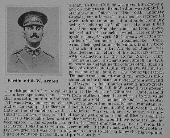 Arnold F F W Captain 1st Suffolk Regiment Obit Part 2