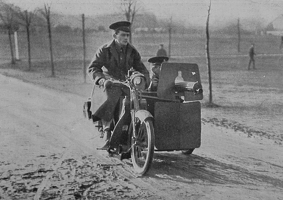 A Motor Cycle And Machine Gun Side Car