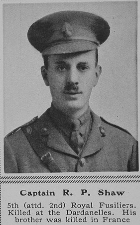 Shaw R P Captain 2nd Royal Fusiliers The Sphere 8th Jan 1916