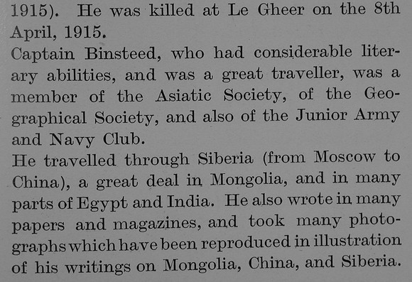 Binsteed G C Captain MC 2nd Essex Regiment Obit Part 5 The Bond Of Sacrifice Vol 2