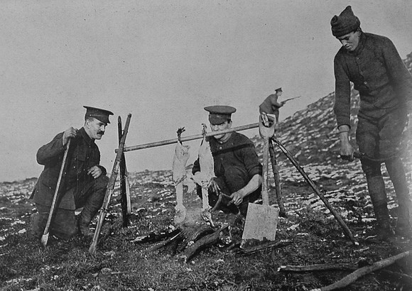 Cooking Christmas Geese At The Front 1914