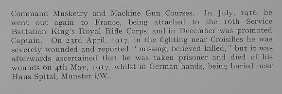 Bernard A B Captain Kings Royal Rifle Corps Obit Part 2 Dulwich College Roll Of Honour
