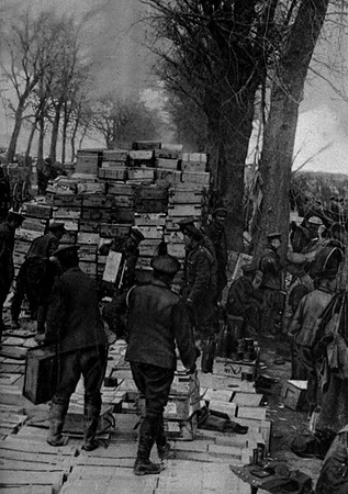 A Large Roadside Ammunition Dump Close To The Battle Line