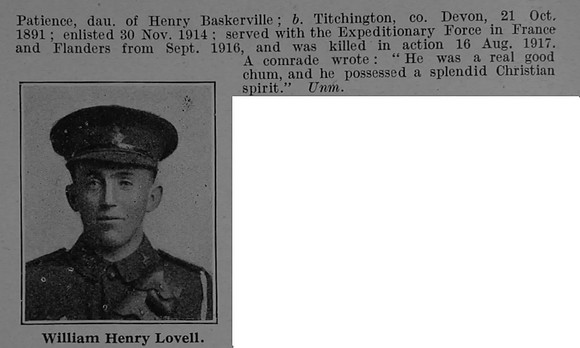 Lovell W H L/Cpl 28869 7th Duke of Cornwall's Light Infantry Obit Part 2 De Ruvignys Roll Of Honour Vol 4