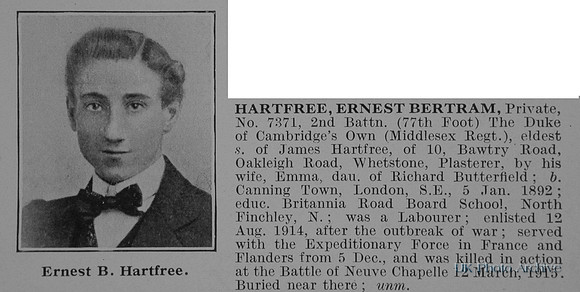 Hartfree E B Pte 2nd Middx Regt Obit De Ruvignys Roll Of Honour Vol 2