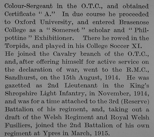 Blackett C R 2nd Lt 2nd Shropshire Light Infantry Obit Part 3 The Bond Of Sacrifice Vol 2