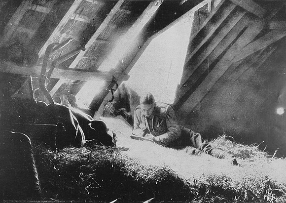 A British Soldier Writing A Letter Home From France 1914