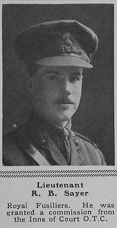 Sayer R B Lt 11th Royal Fusiliers The Sphere 17th Mar 1917