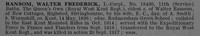 Ransom W F LCpl 18490 11th Royal West Kent Regiment Obit De Ruvignys Roll Of Honour Vol 4