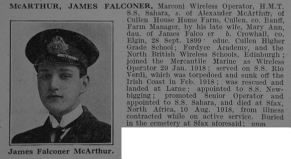 McArthur J F Wireless Operator HMT SS Sahara Mercantile Marine Obit De Ruvignys Roll Of Honour Vol 4