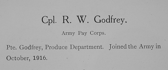 Godfrey R W Cpl Army Pay Corps Record William Graham Company