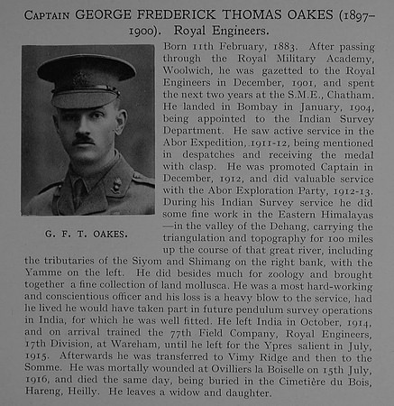Oakes G F T Captain Royal Engineers Obit Dulwich College Roll Of Honour
