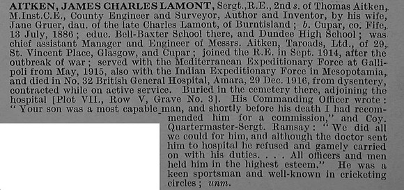 Aitken J C L Sergt Royal Engineers Obit De Ruvignys Roll Of Honour Vol 4