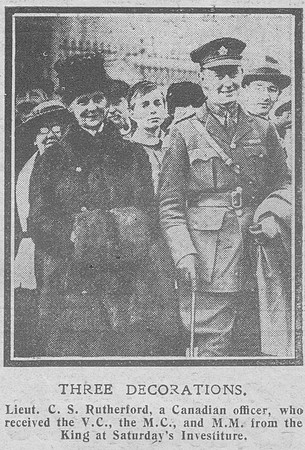 Rutherford C S Lt VC MC MM 5th Canadian Mounted Rifles The Graphic 25th Nov 1918