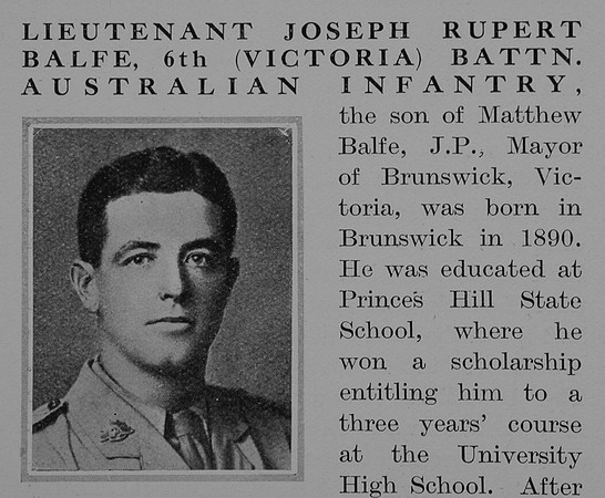 Balfe J R Lt 6th Australian Infantry Obit Part 1 The Bond Of Sacrifice Vol 2