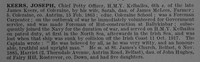 Keers J Chief Petty Officer H.M. Yacht Kethailes Royal Navy  Obit De Ruvignys Roll Of Honour Vol 4