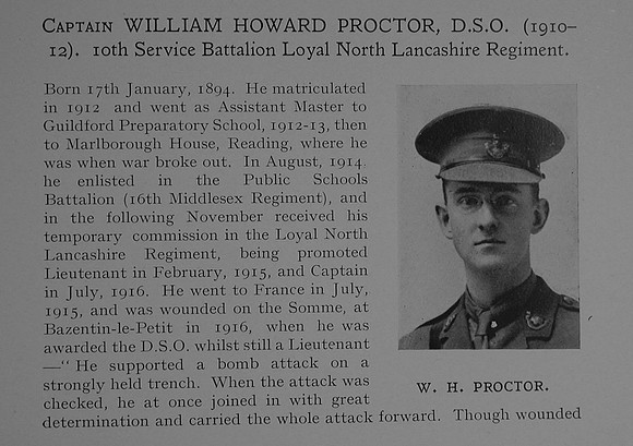 Proctor W H Captain DSO 10th Loyal North Lancashire Regiment Obit Part 1 Dulwich College Roll Of Honour