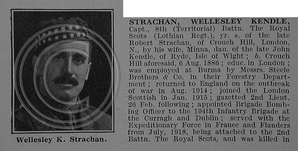 Strachan W K Captain 8th Royal Scots Obit Part 1 De Ruvignys Roll Of Honour Vol 4