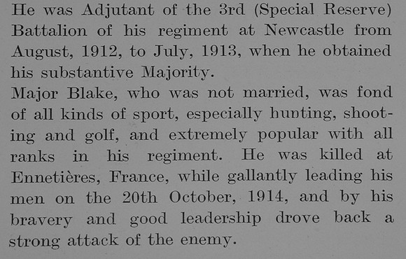 Blake E A C Majot 2nd Durham Light Infantry Obit Part 3 The Bond Of Sacrifice Vol 1
