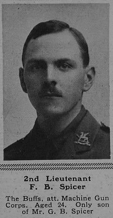 Spicer F B 2nd Lt 3rd The Buffs (East Kent Regiment) Attd Machine Gun Corps The Sphere 16th Dec 1916