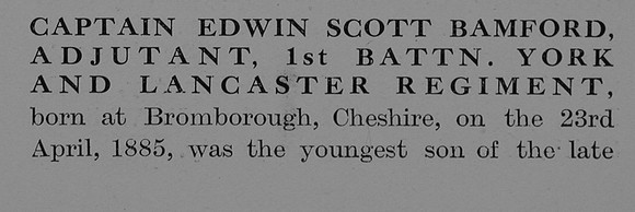 Bamford E S Captain 1st York Lancs Regiment Obit Part 1 The Bond Of Sacrifice Vol 2