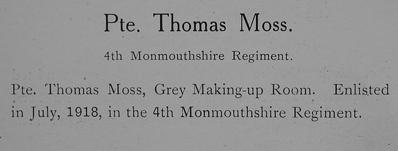 Moss T Pte 4th Monmouthshire Regiment Record William Graham Company