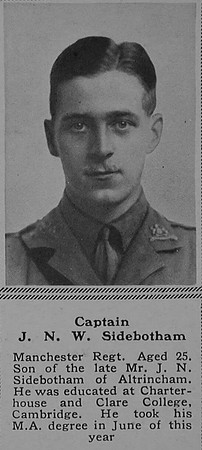 Sidebotham J N W Captain 17th Manchester Regiment The Sphere 23rd Dec 1916
