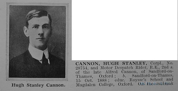 Cannon H S Cpl 28754 Royal Engineers Obituary Part 1 De Ruvignys Roll Of Honour Vol 1