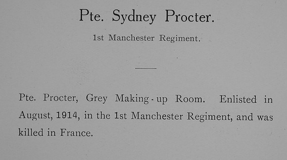 Proctor S Pte 1st Manchester Regiment Obit William Graham Co Roll Of Honour