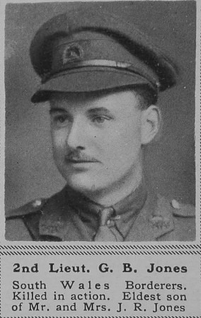 Jones G B 2nd Lt South Wales Borderers  attd. 13th Bn. Welsh Regiment The Sphere 9th Nov 1918